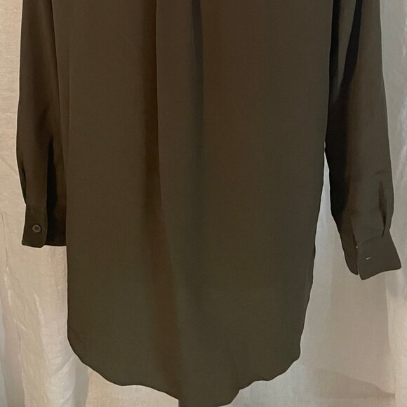Iris & Ink 100% Silk Blouse - UK 10 / US 6 - Dark Olive Green - Picture 5 of 5
